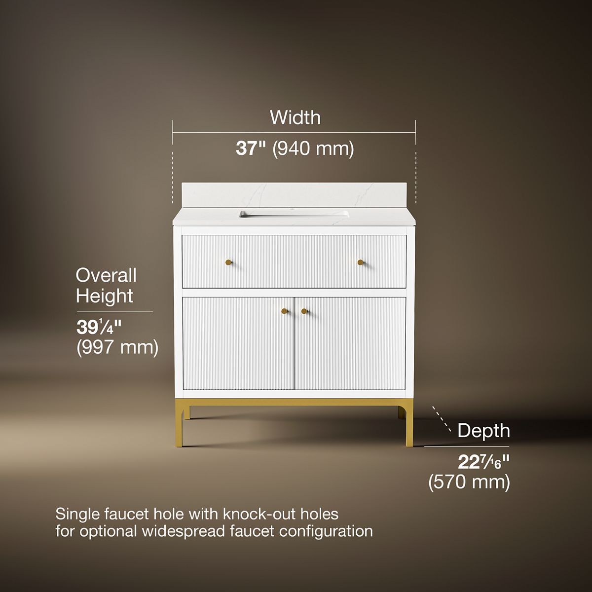 3/4 view of product with dimensions