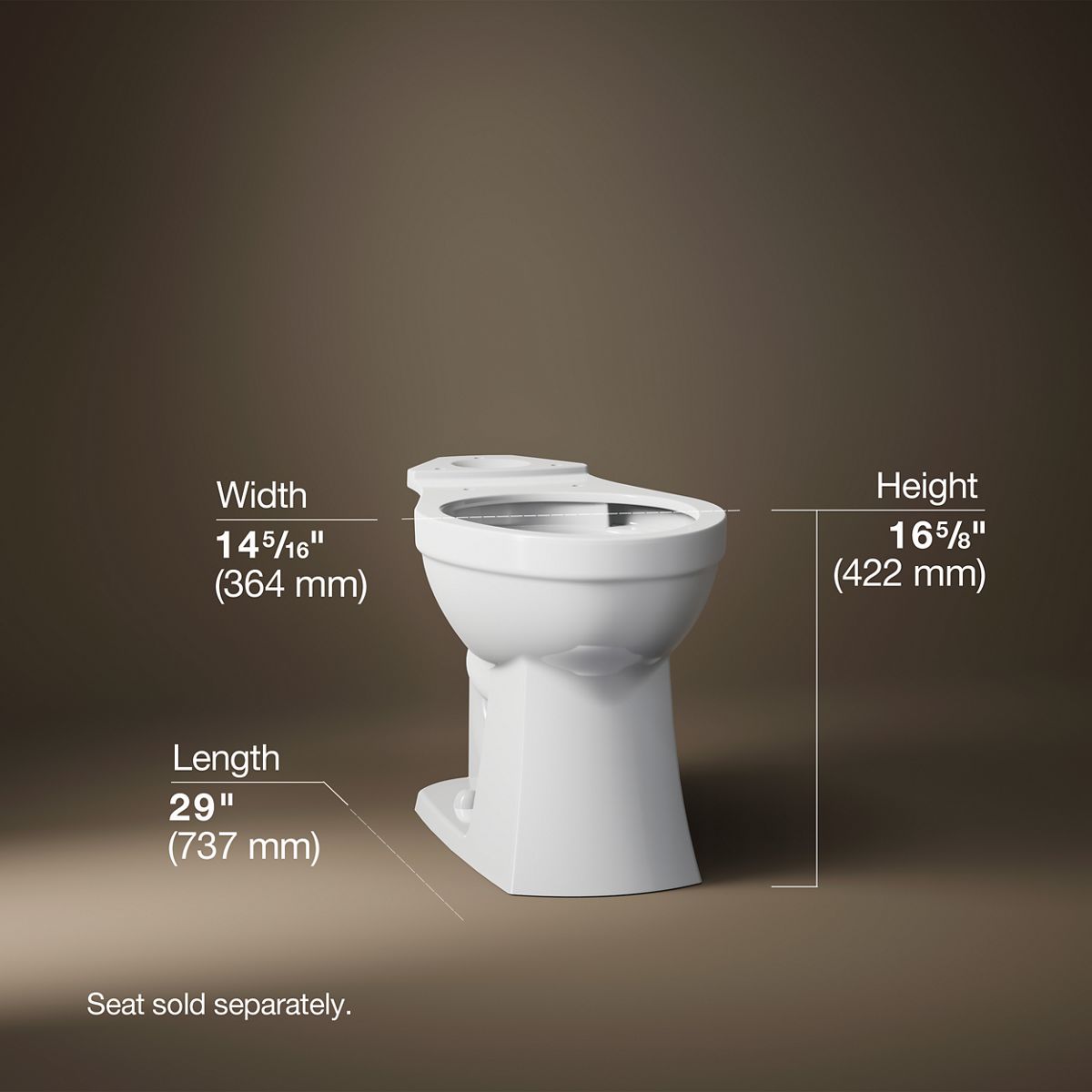 3/4 view of product with dimensions