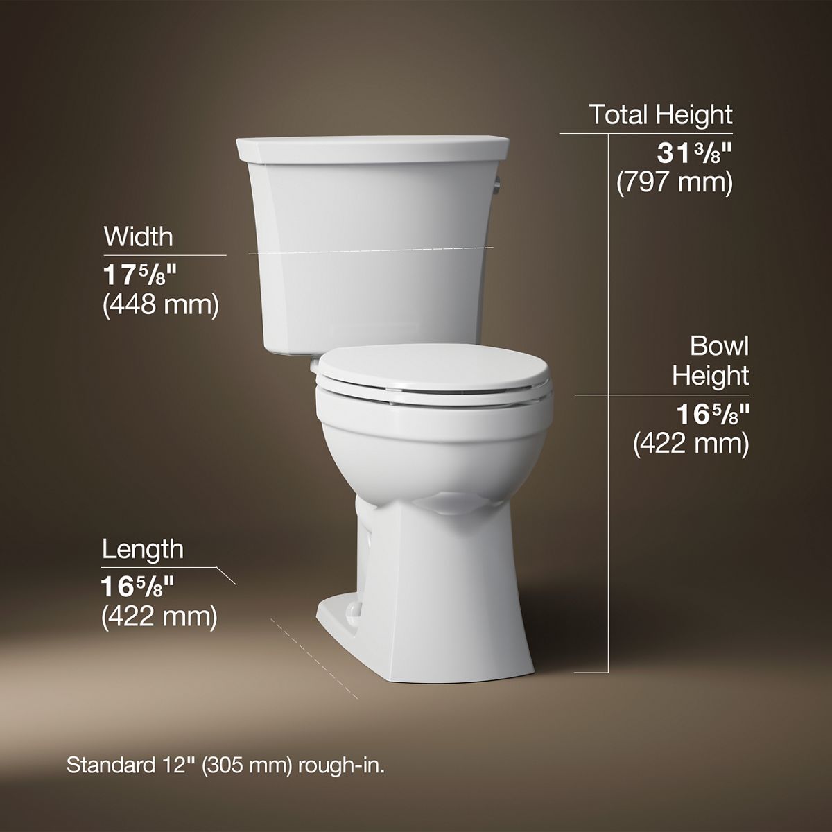 3/4 view of product with dimensions