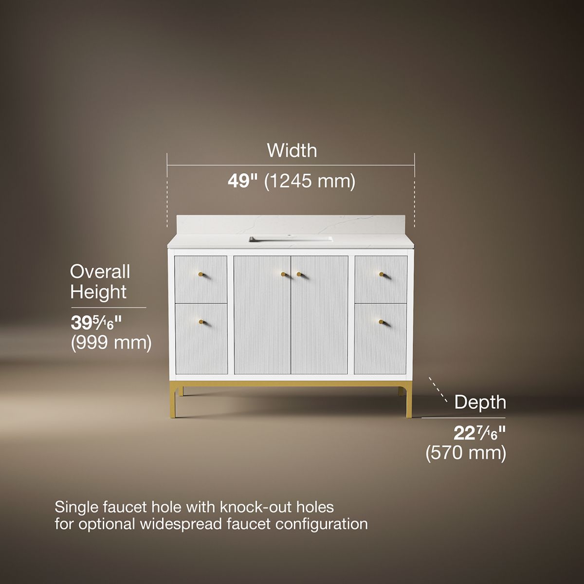 3/4 view of product with dimensions