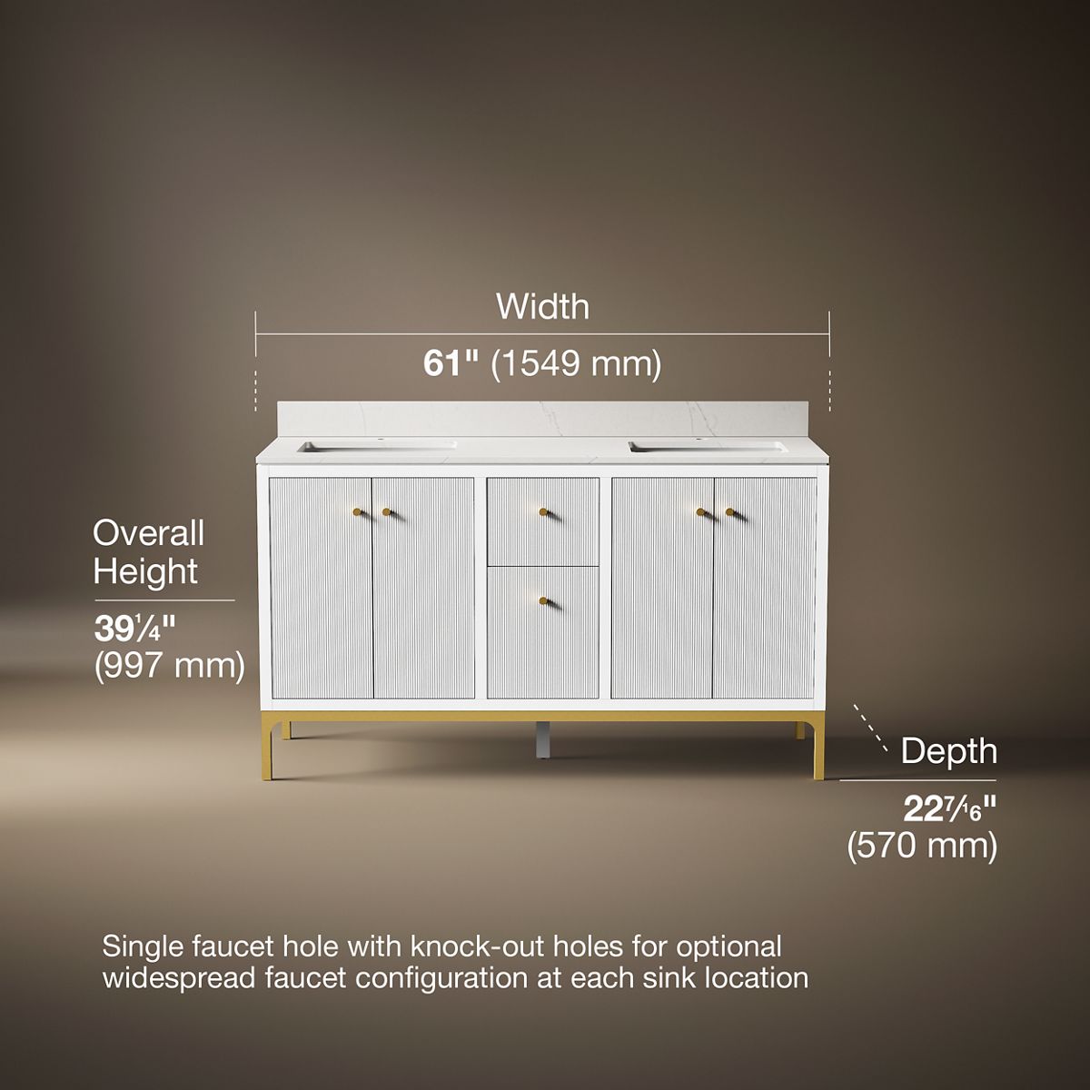3/4 view of product with dimensions