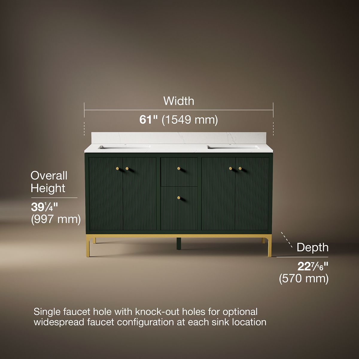 3/4 view of product with dimensions