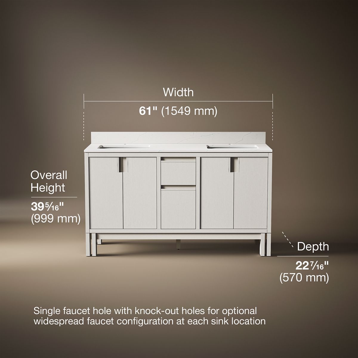 3/4 view of product with dimensions