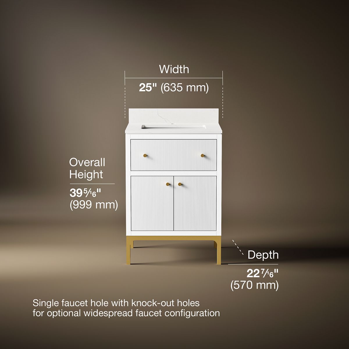 3/4 view of product with dimensions
