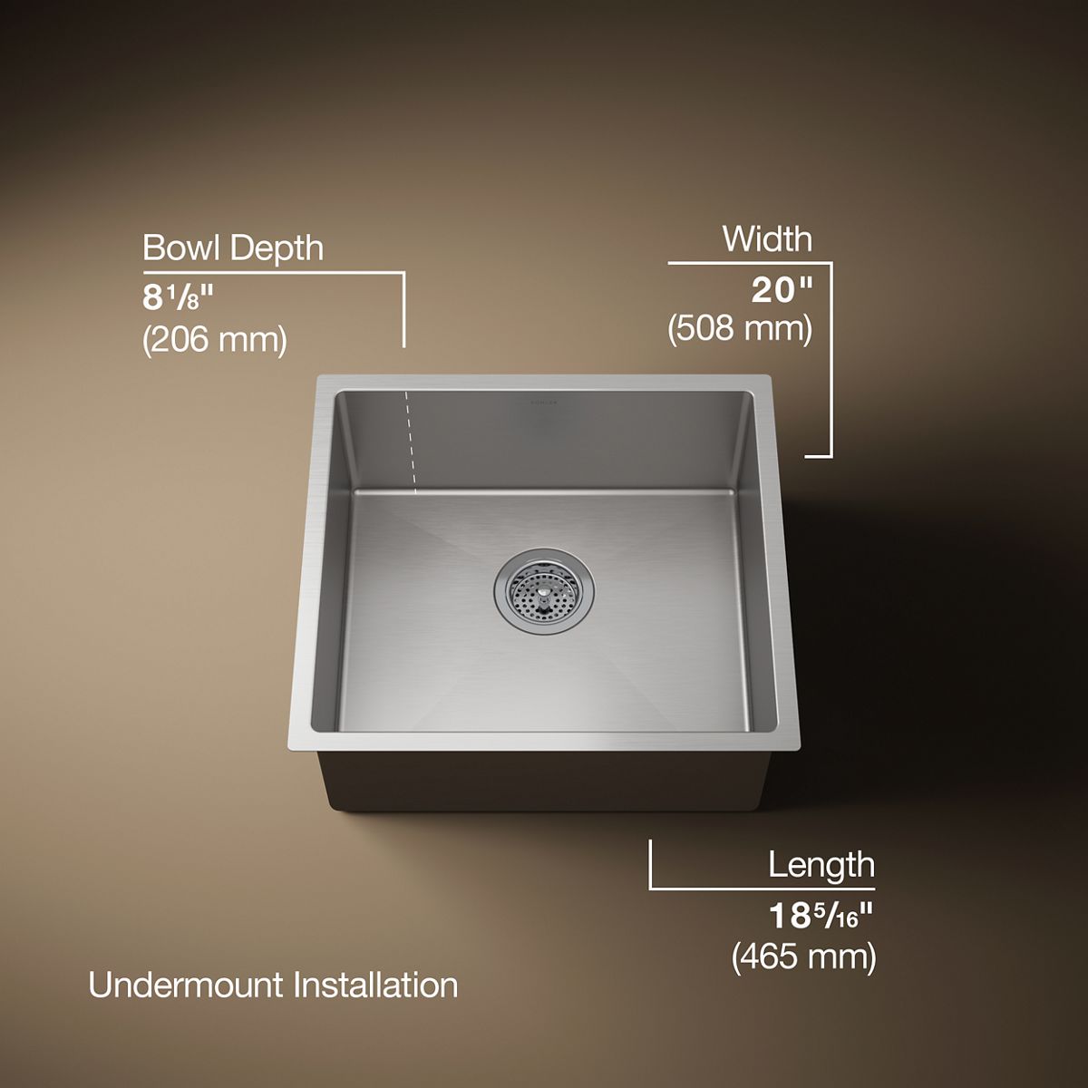 3/4 view of product with dimensions