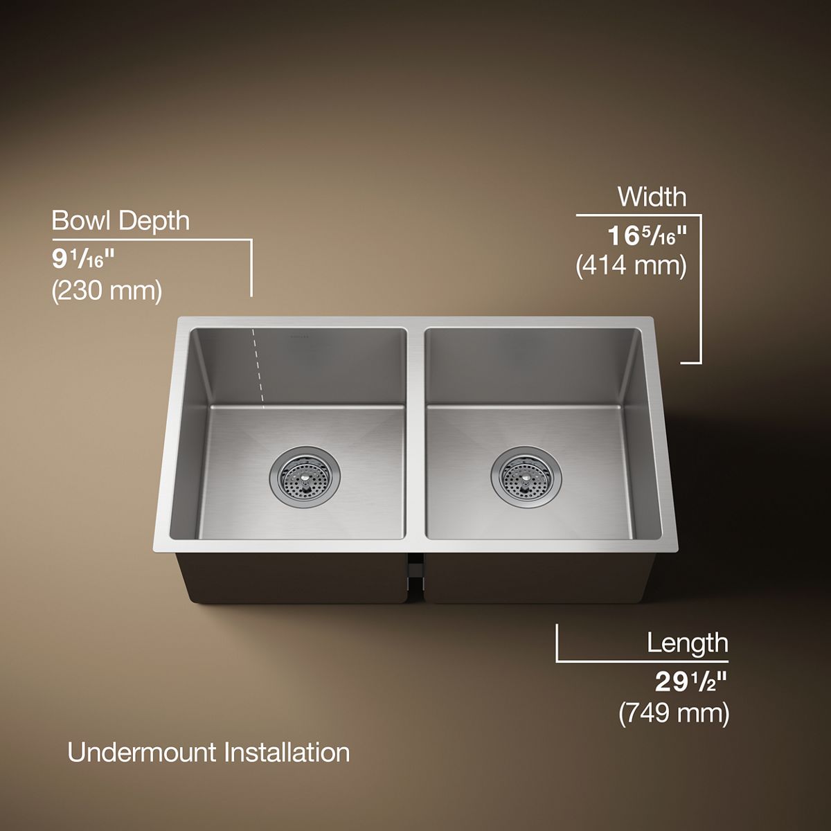 3/4 view of product with dimensions