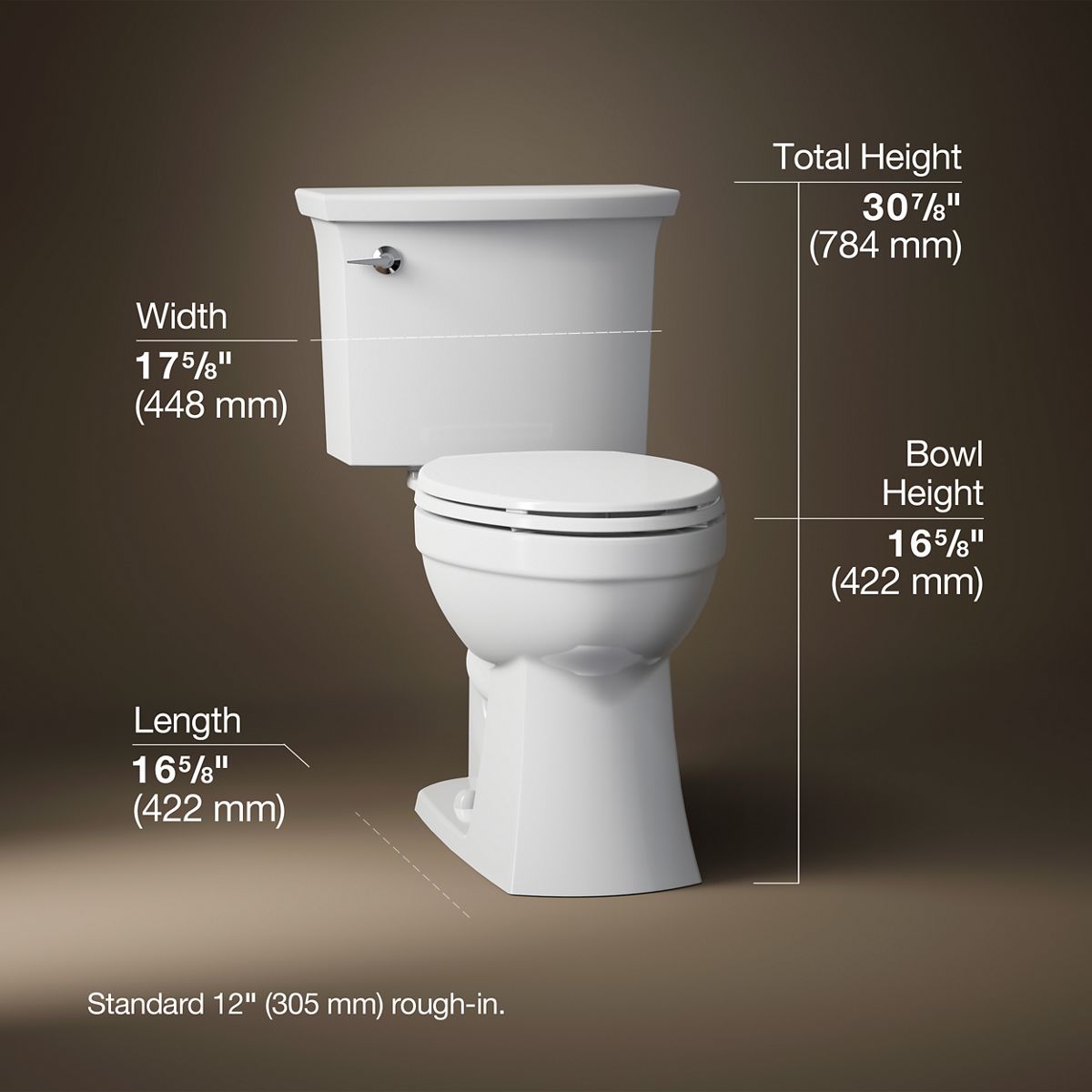 3/4 view of product with dimensions