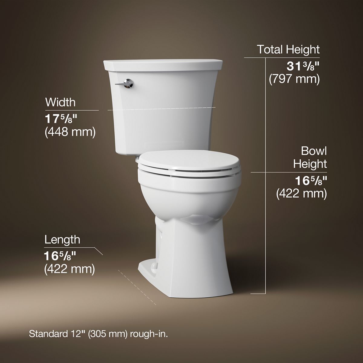 3/4 view of product with dimensions