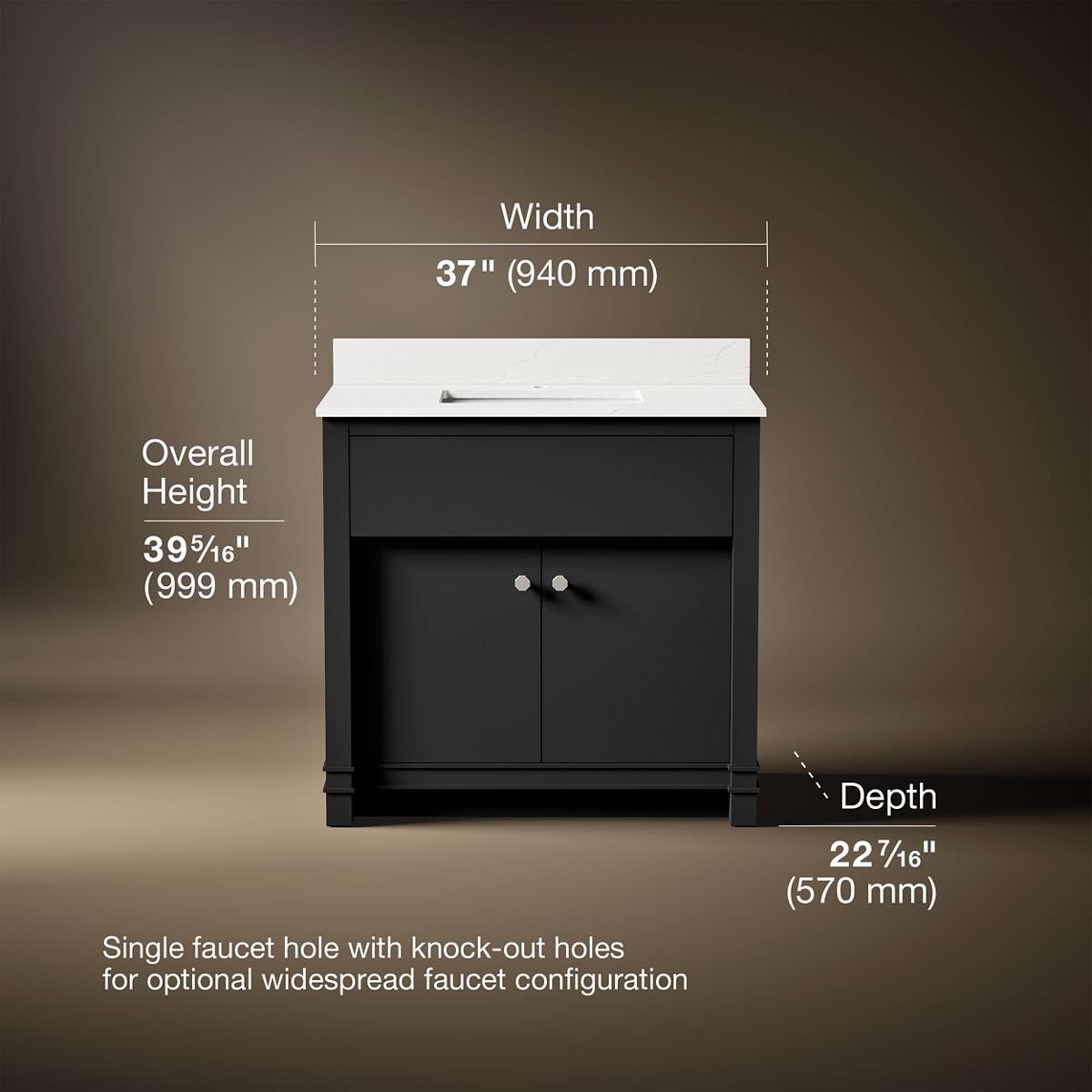 3/4 view of product with dimensions