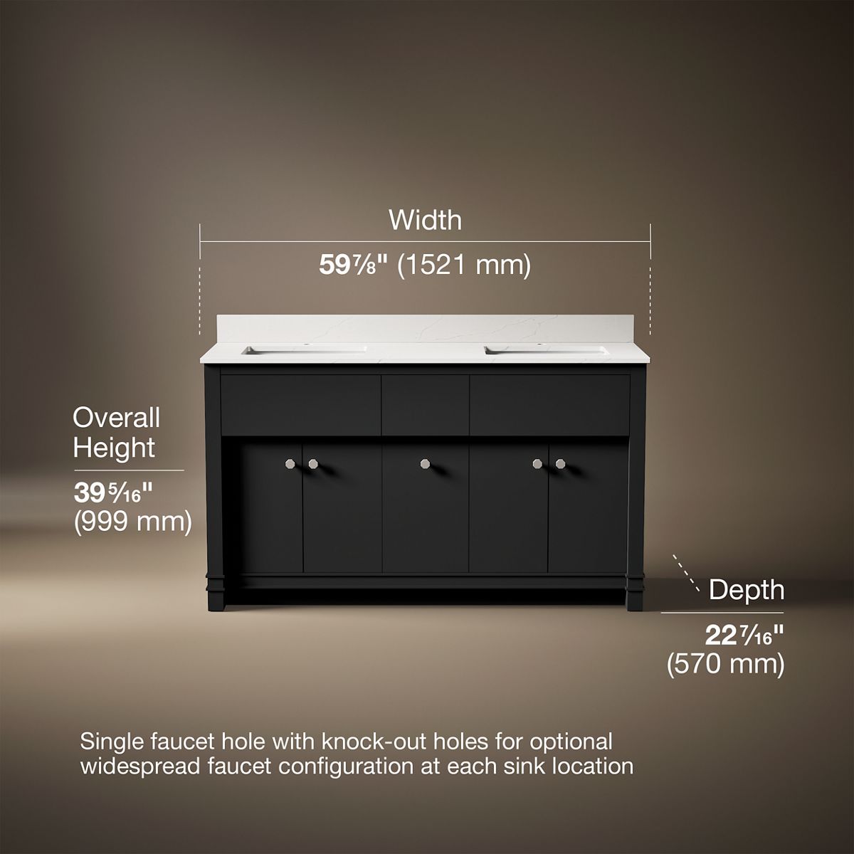 3/4 view of product with dimensions