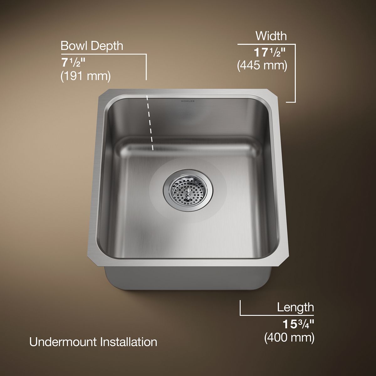 3/4 view of product with dimensions