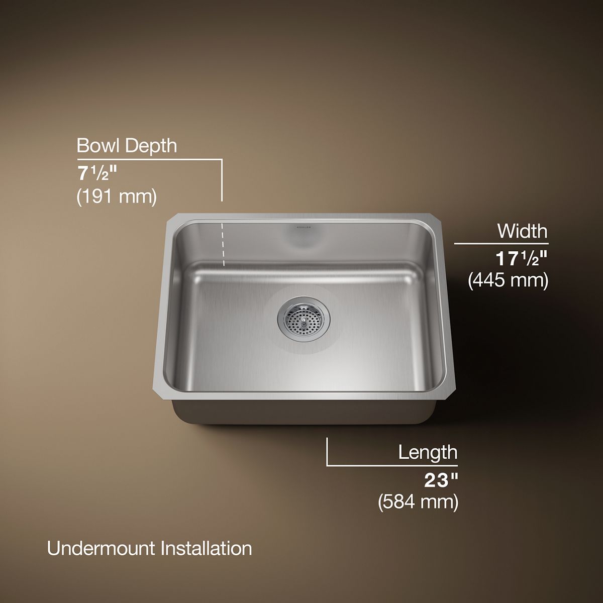3/4 view of product with dimensions