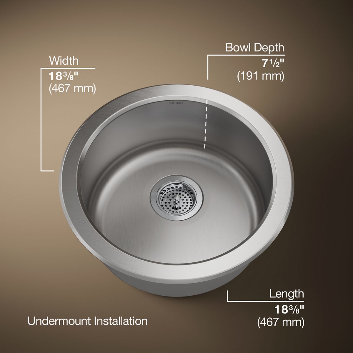 3/4 view of product with dimensions