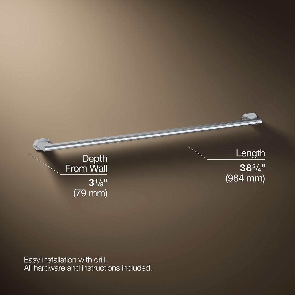 3/4 view of product with dimensions