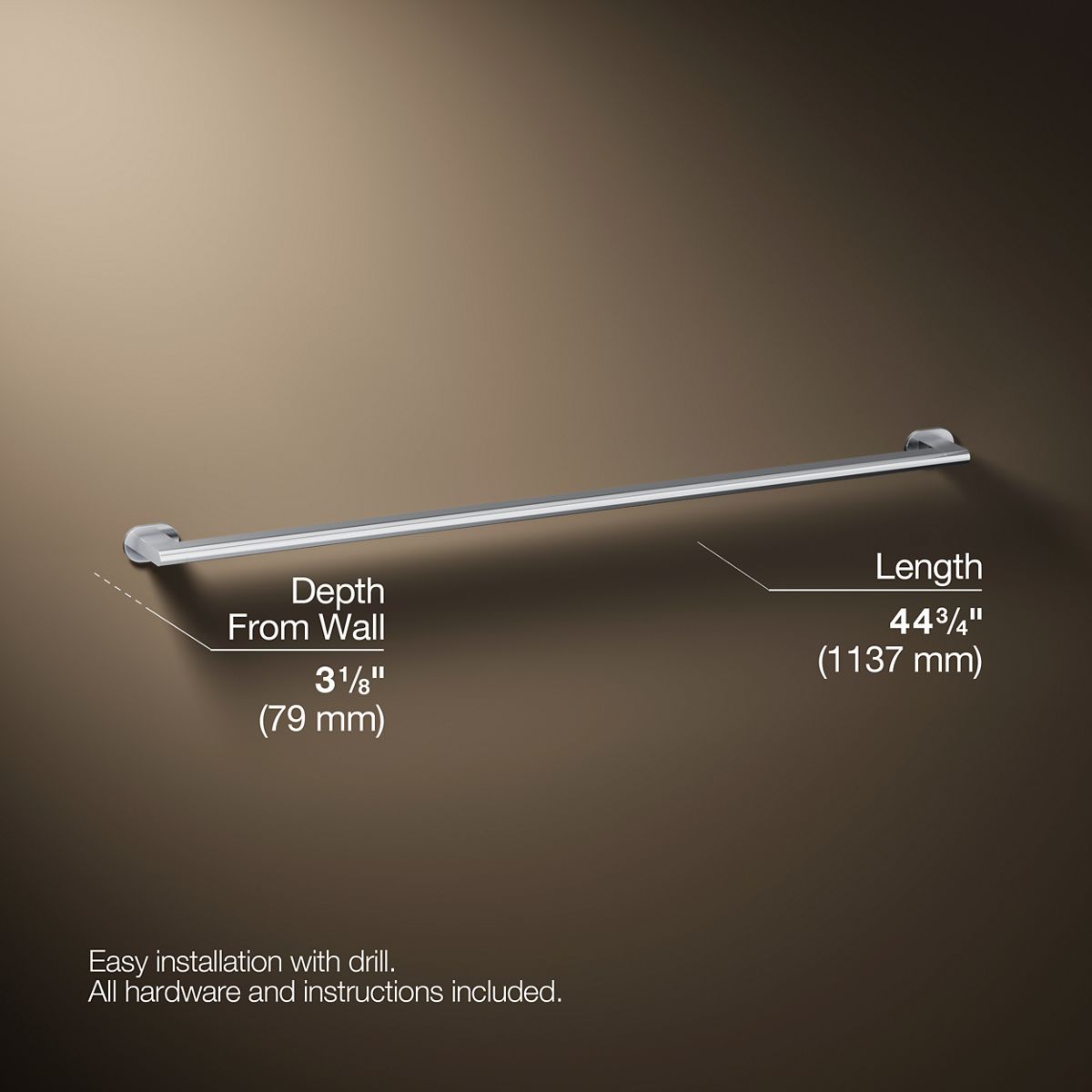 3/4 view of product with dimensions
