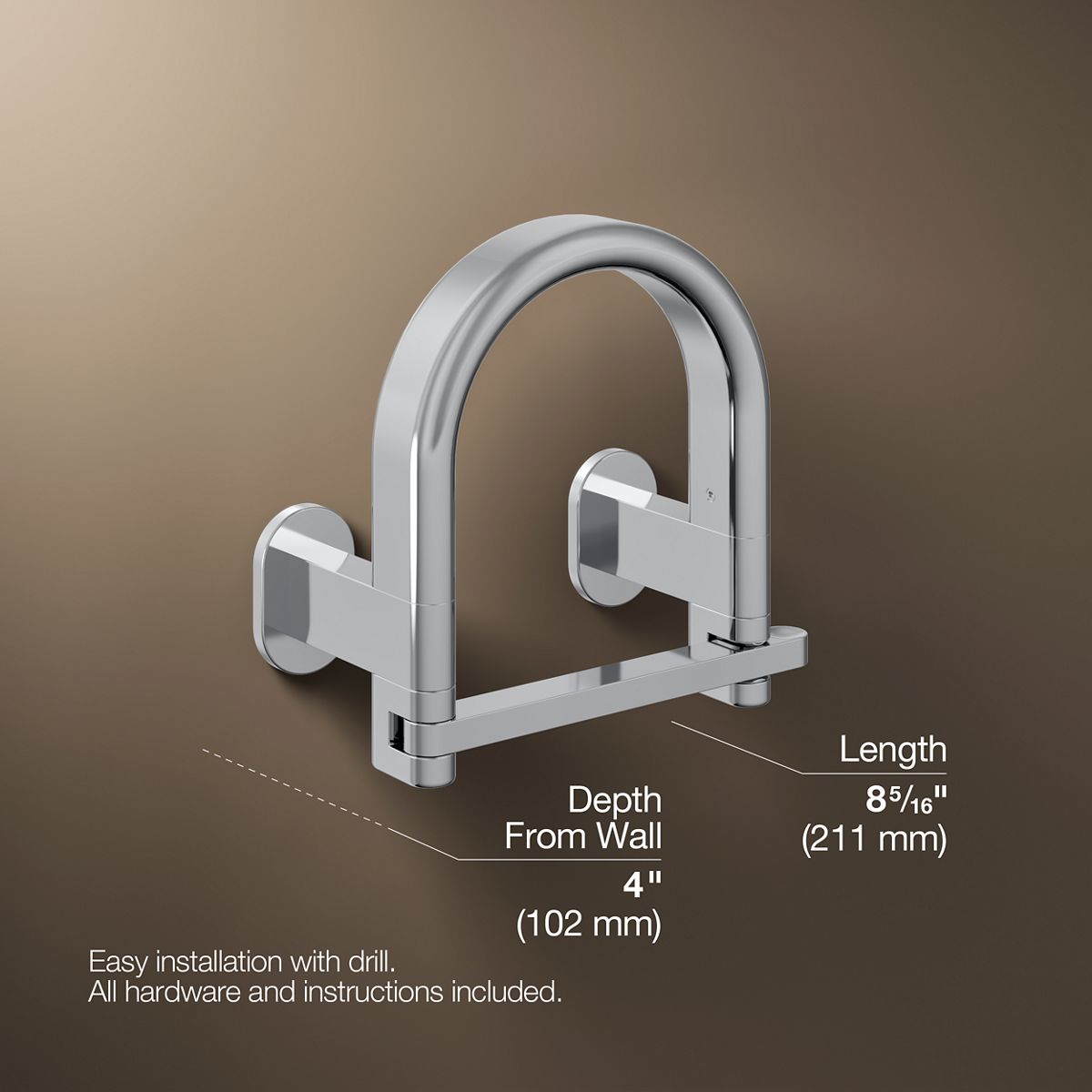 3/4 view of product with dimensions