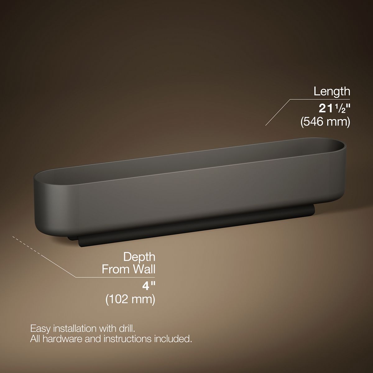 3/4 view of product with dimensions