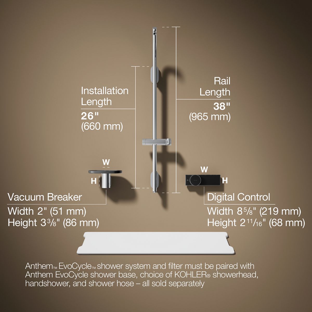 3/4 view of product with dimensions