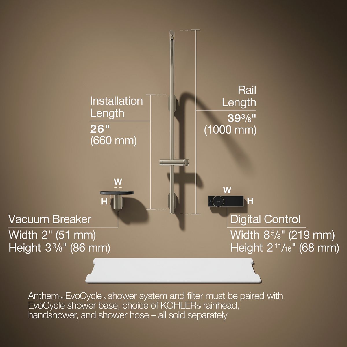 3/4 view of product with dimensions