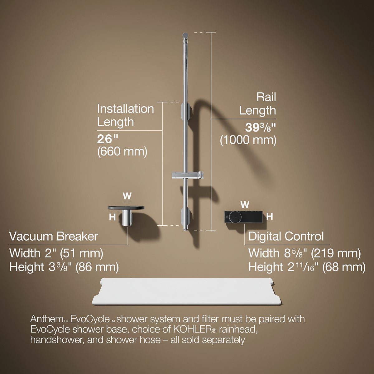 3/4 view of product with dimensions