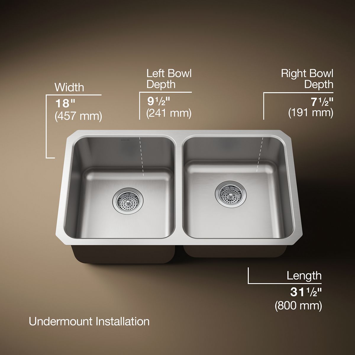 3/4 view of product with dimensions