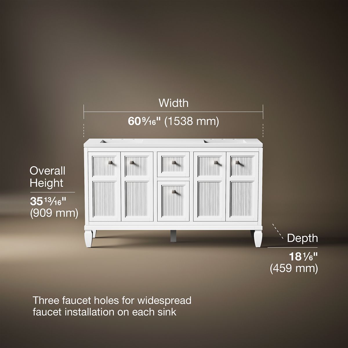 3/4 view of product with dimensions