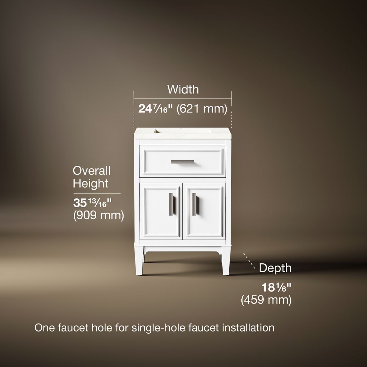 3/4 view of product with dimensions