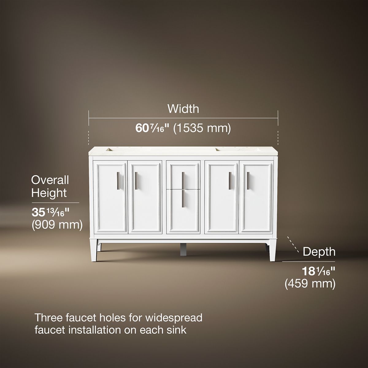 3/4 view of product with dimensions