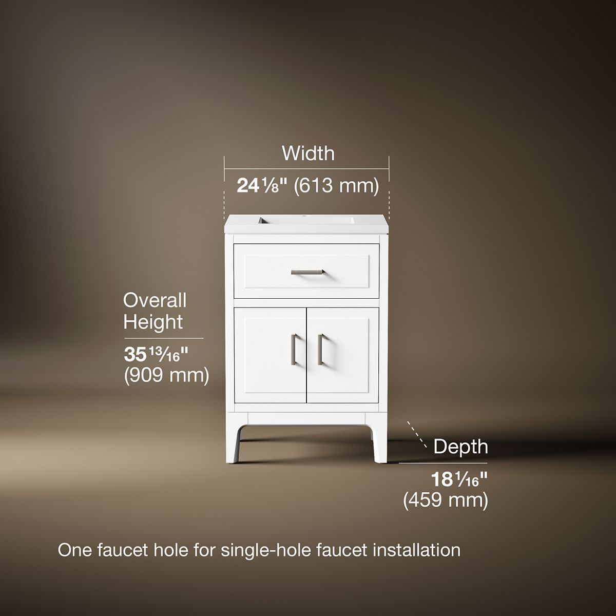 3/4 view of product with dimensions