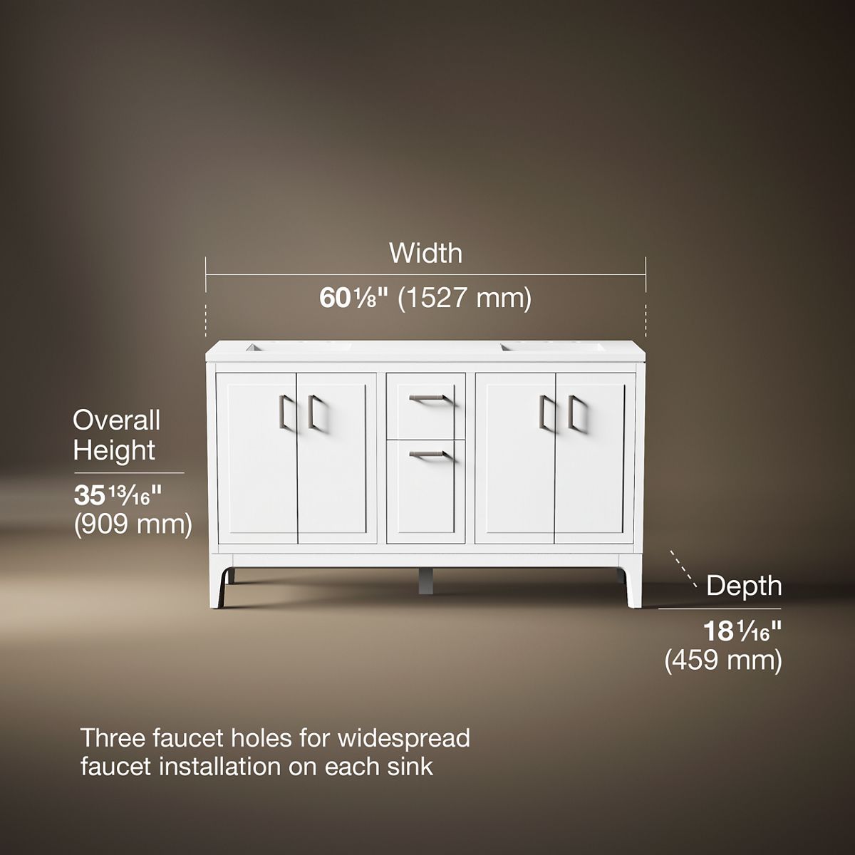 3/4 view of product with dimensions