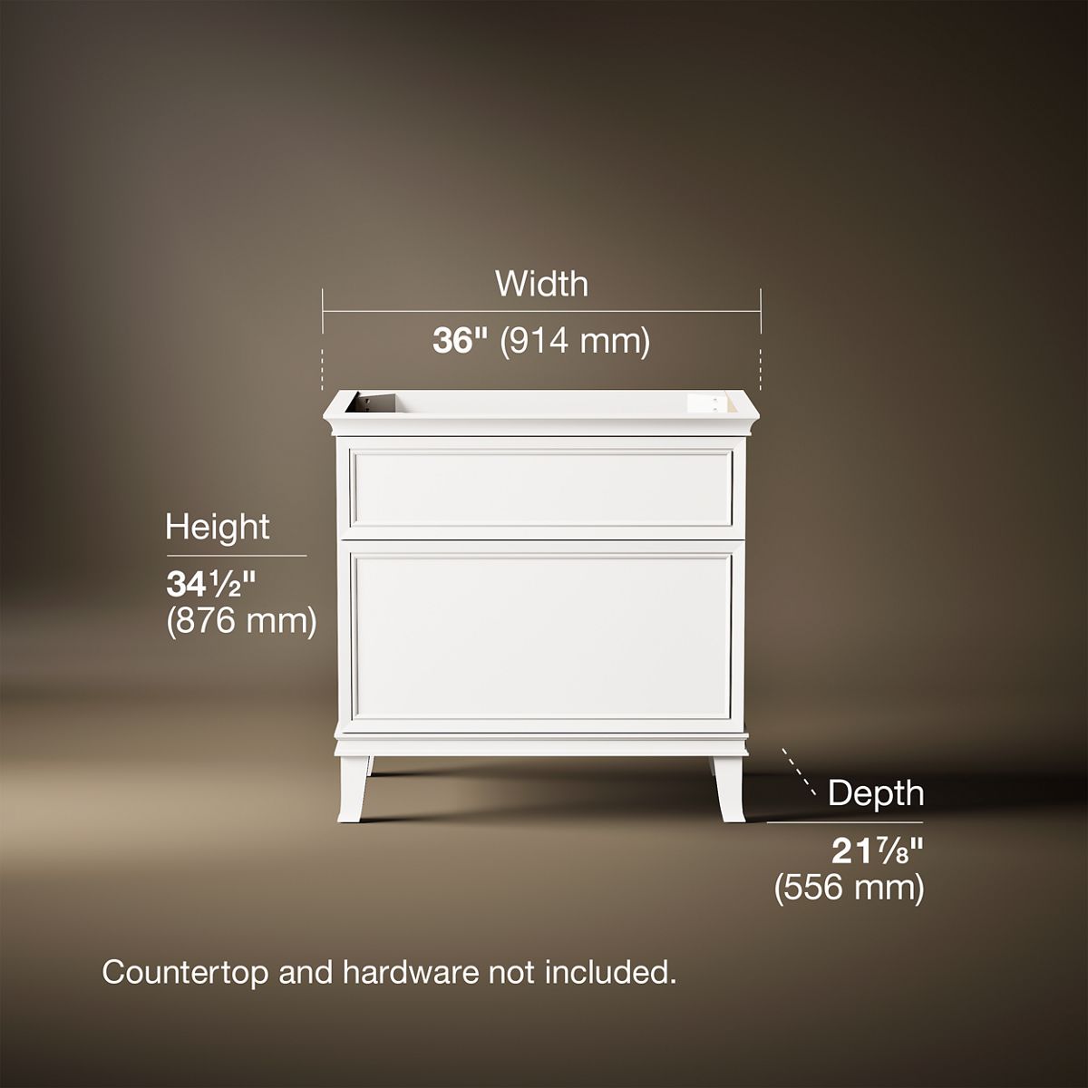 3/4 view of product with dimensions
