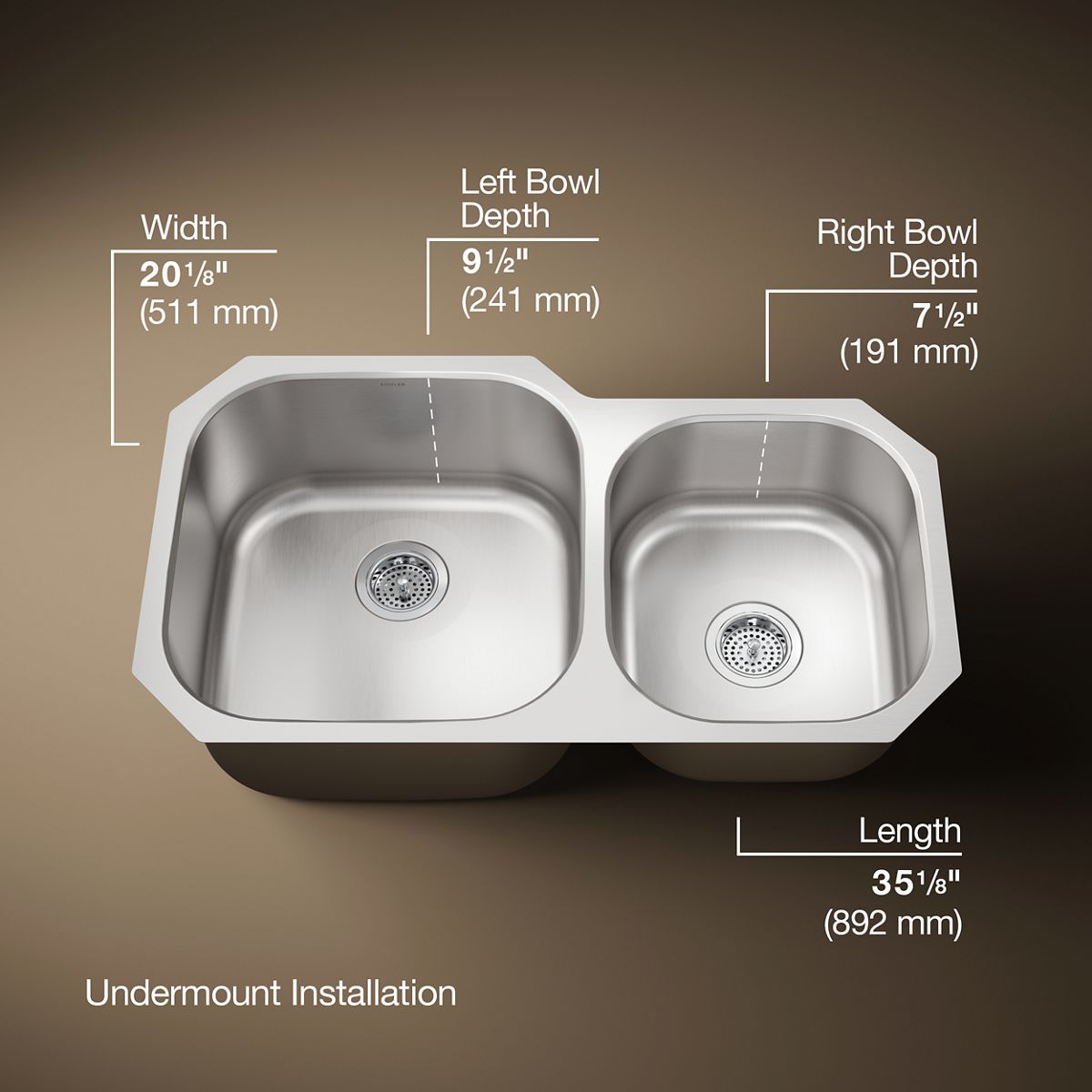 3/4 view of product with dimensions
