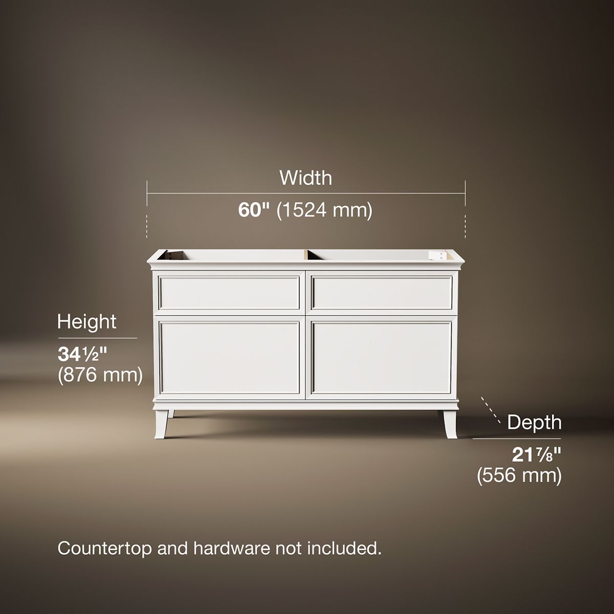 3/4 view of product with dimensions