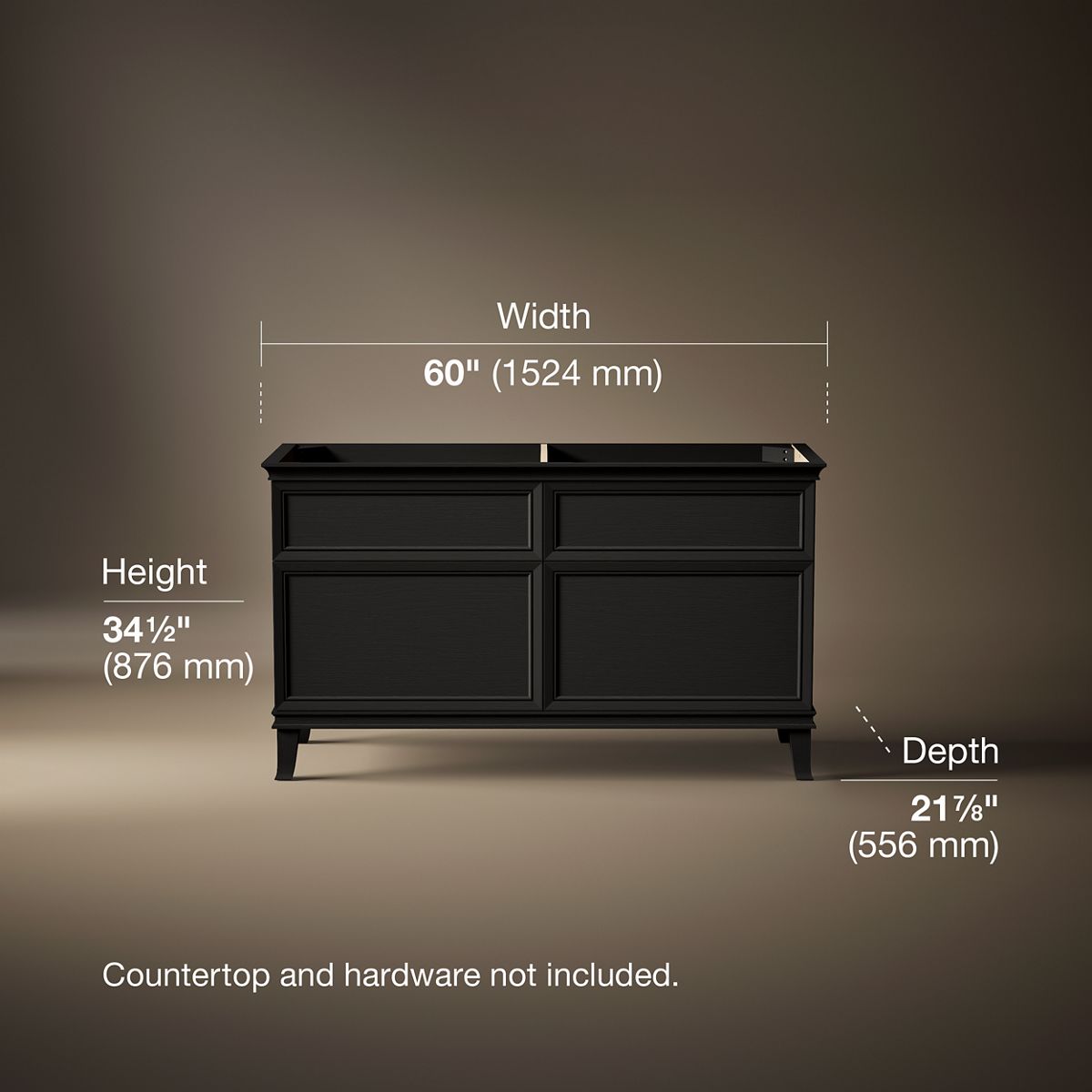3/4 view of product with dimensions
