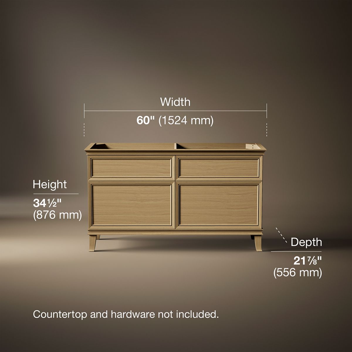 3/4 view of product with dimensions