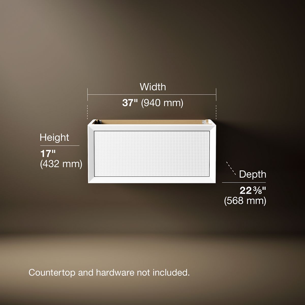 3/4 view of product with dimensions