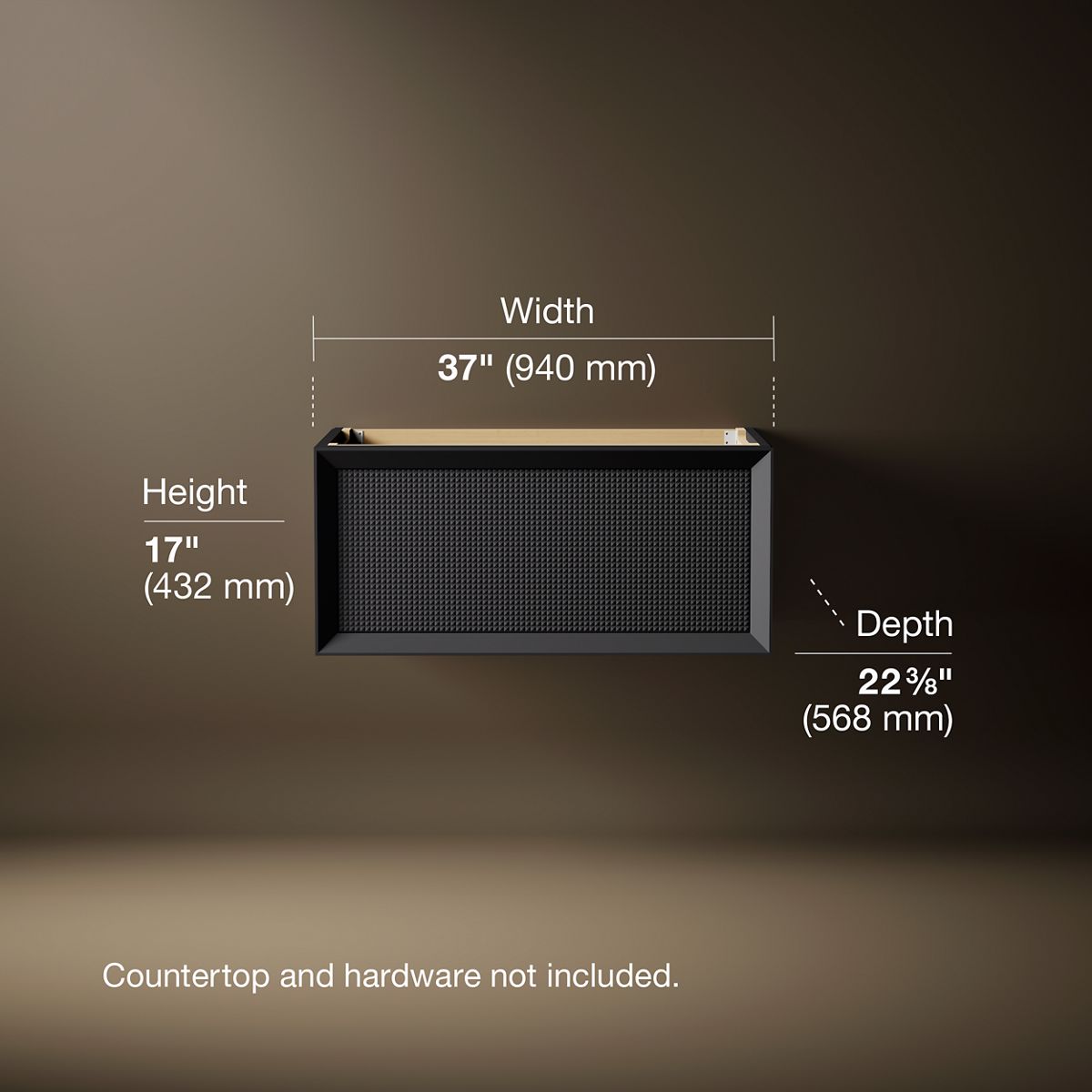 3/4 view of product with dimensions