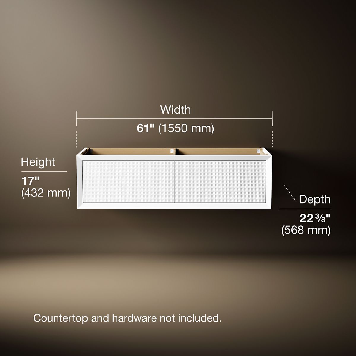3/4 view of product with dimensions