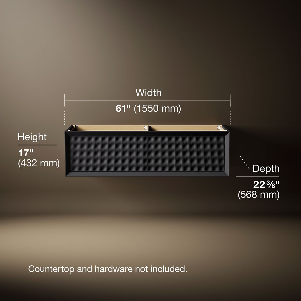 3/4 view of product with dimensions