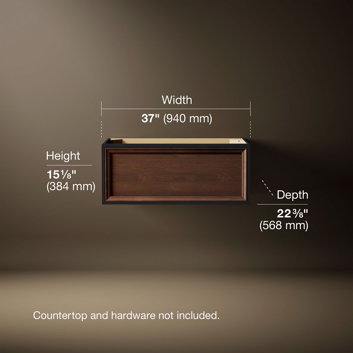 3/4 view of product with dimensions