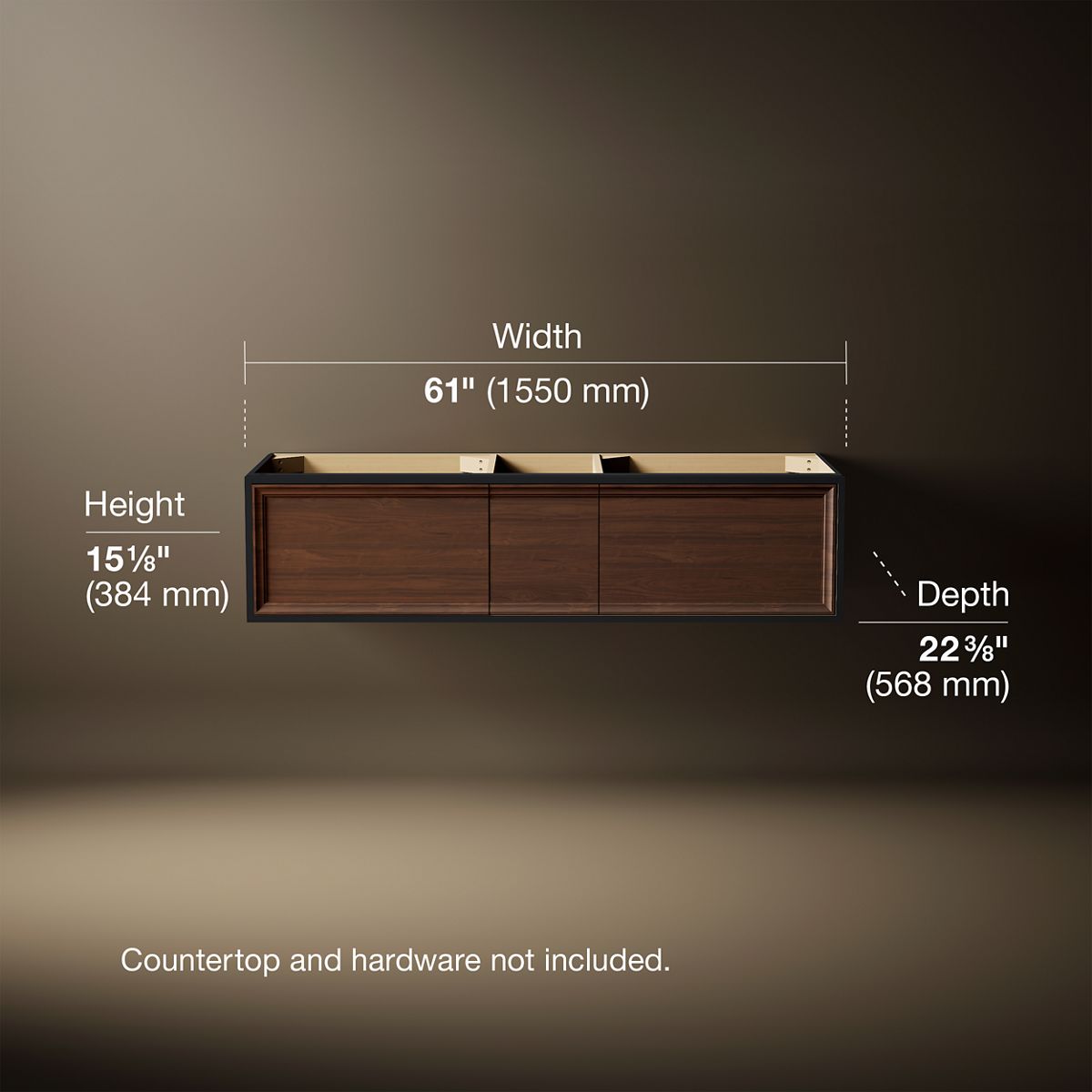 3/4 view of product with dimensions