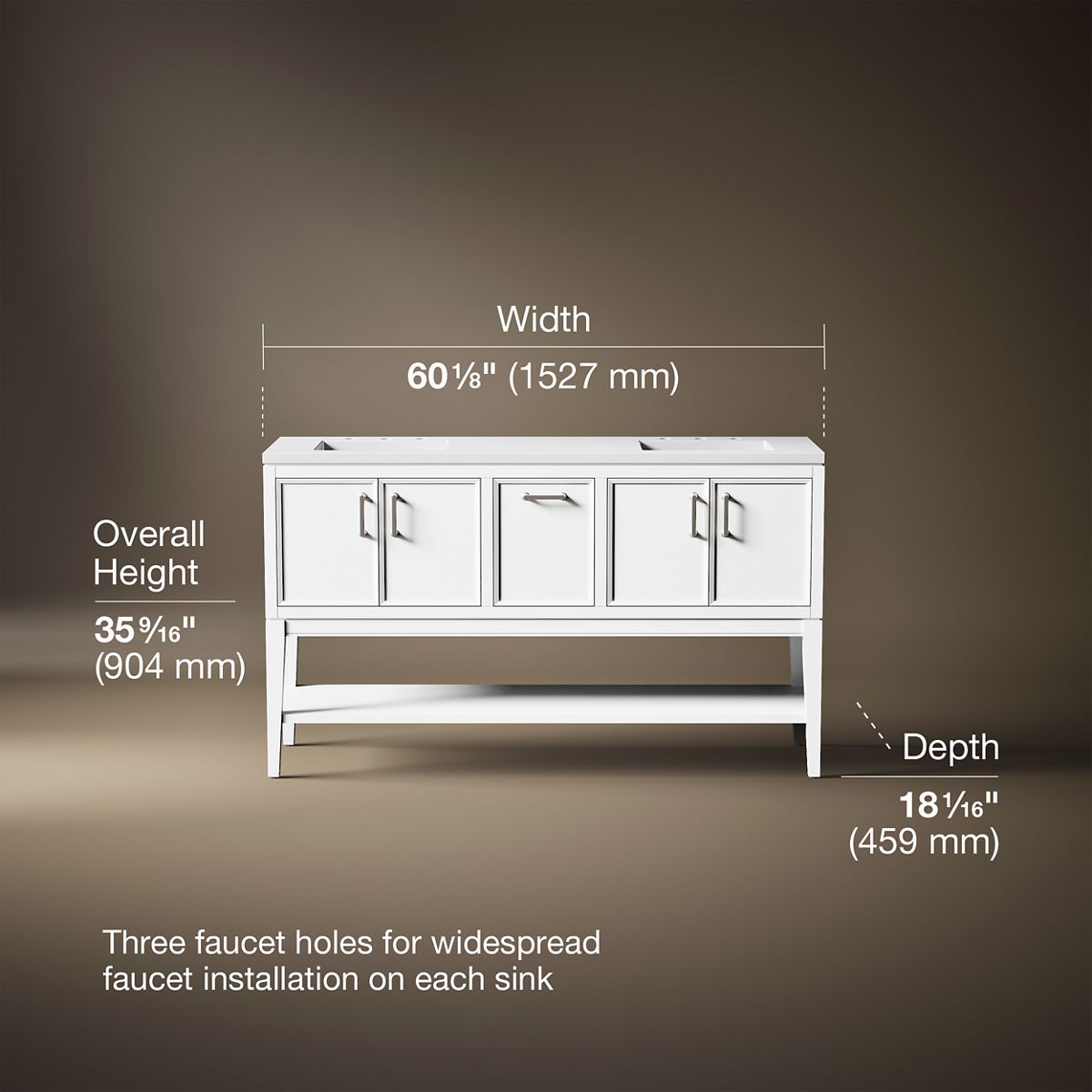 3/4 view of product with dimensions
