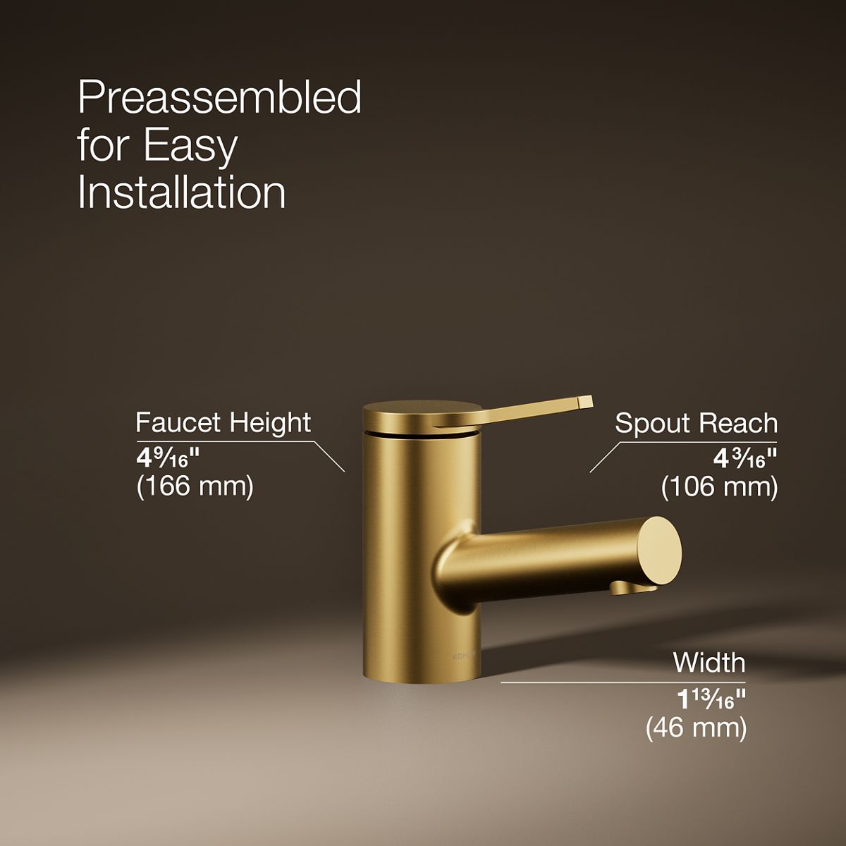 3/4 view of product with dimensions