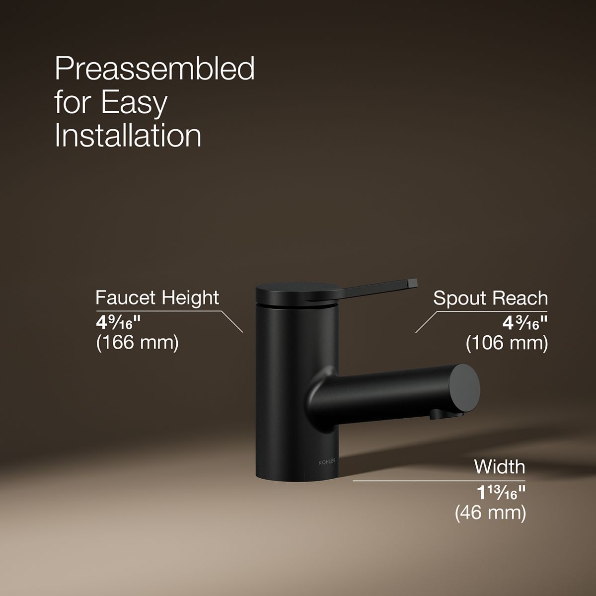 3/4 view of product with dimensions