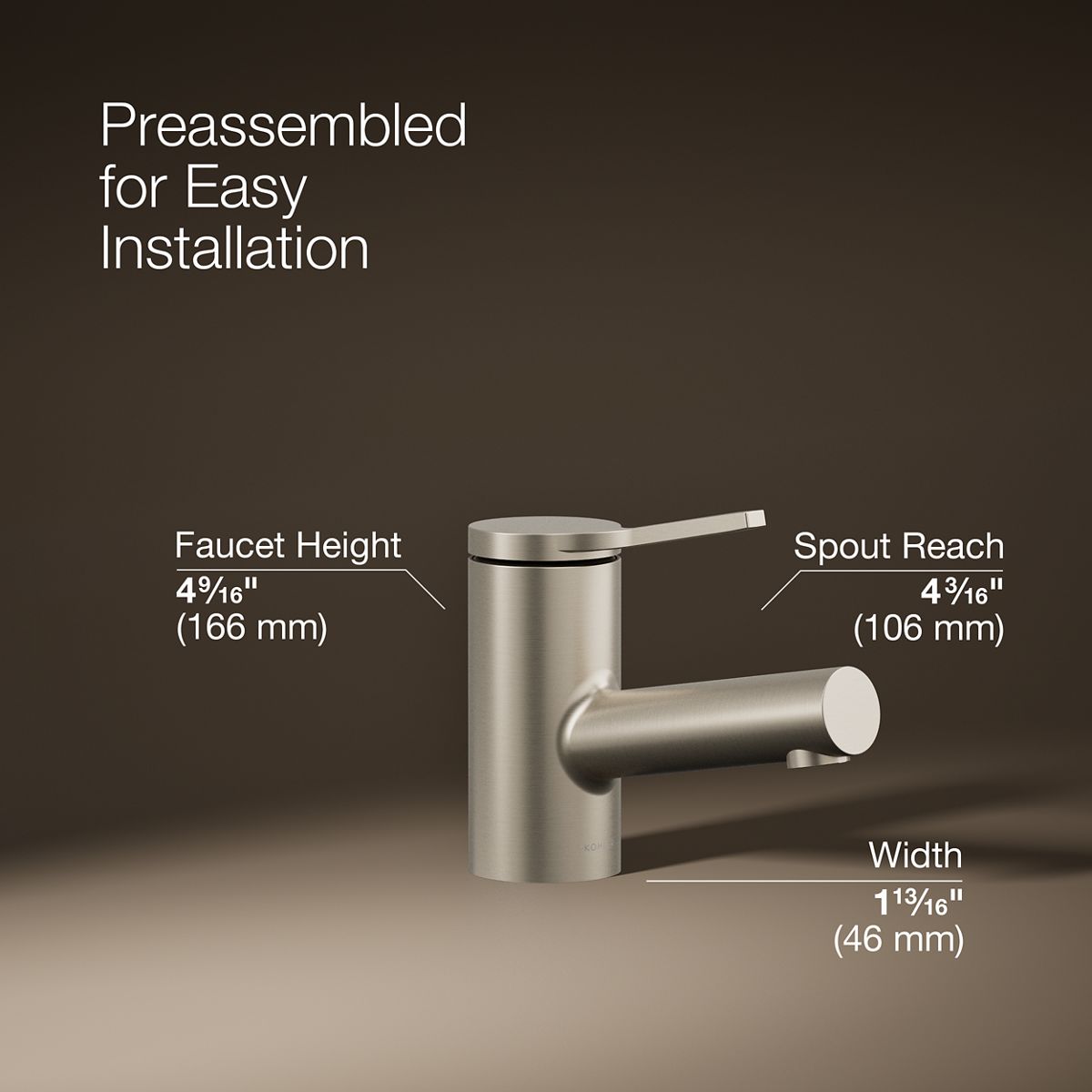 3/4 view of product with dimensions