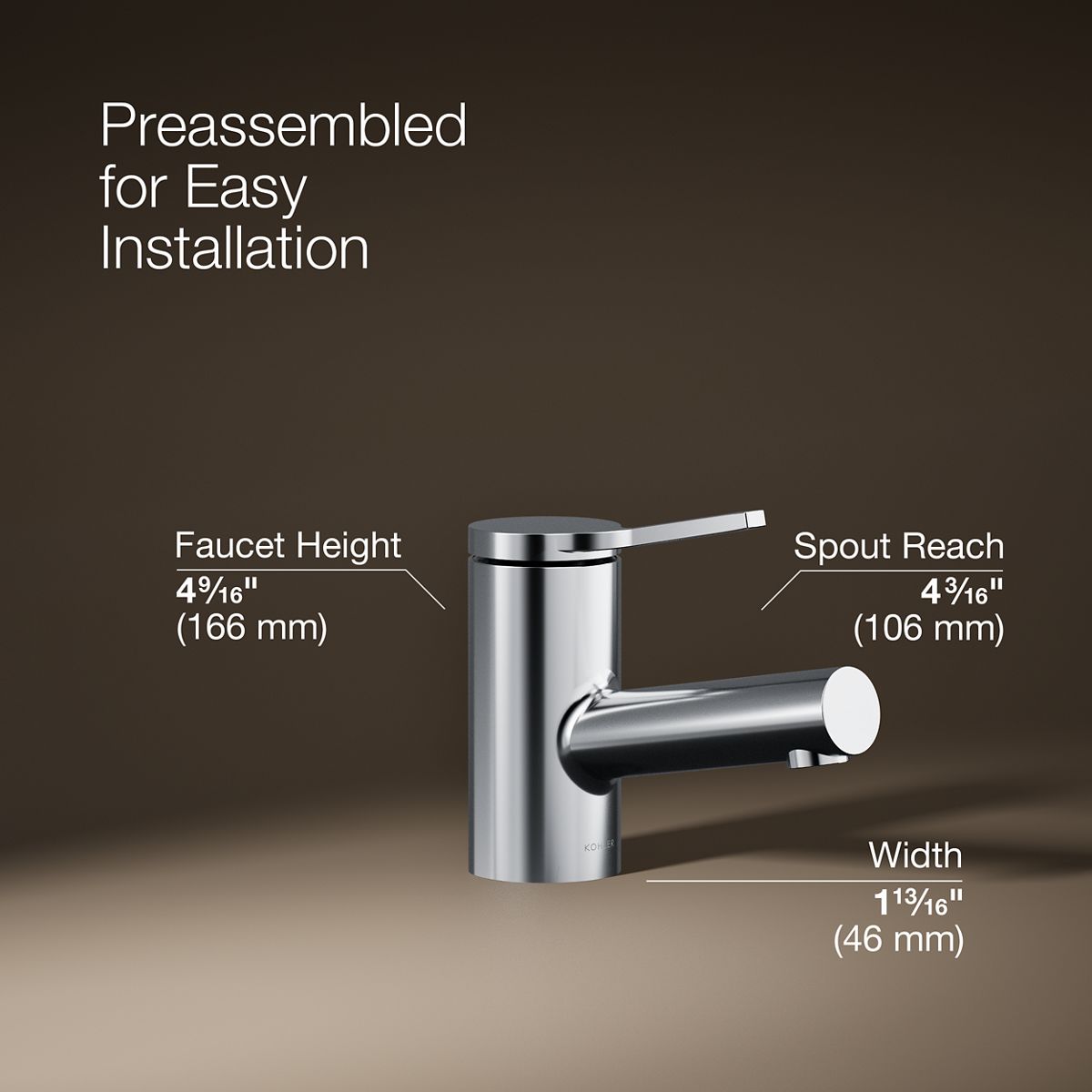 3/4 view of product with dimensions