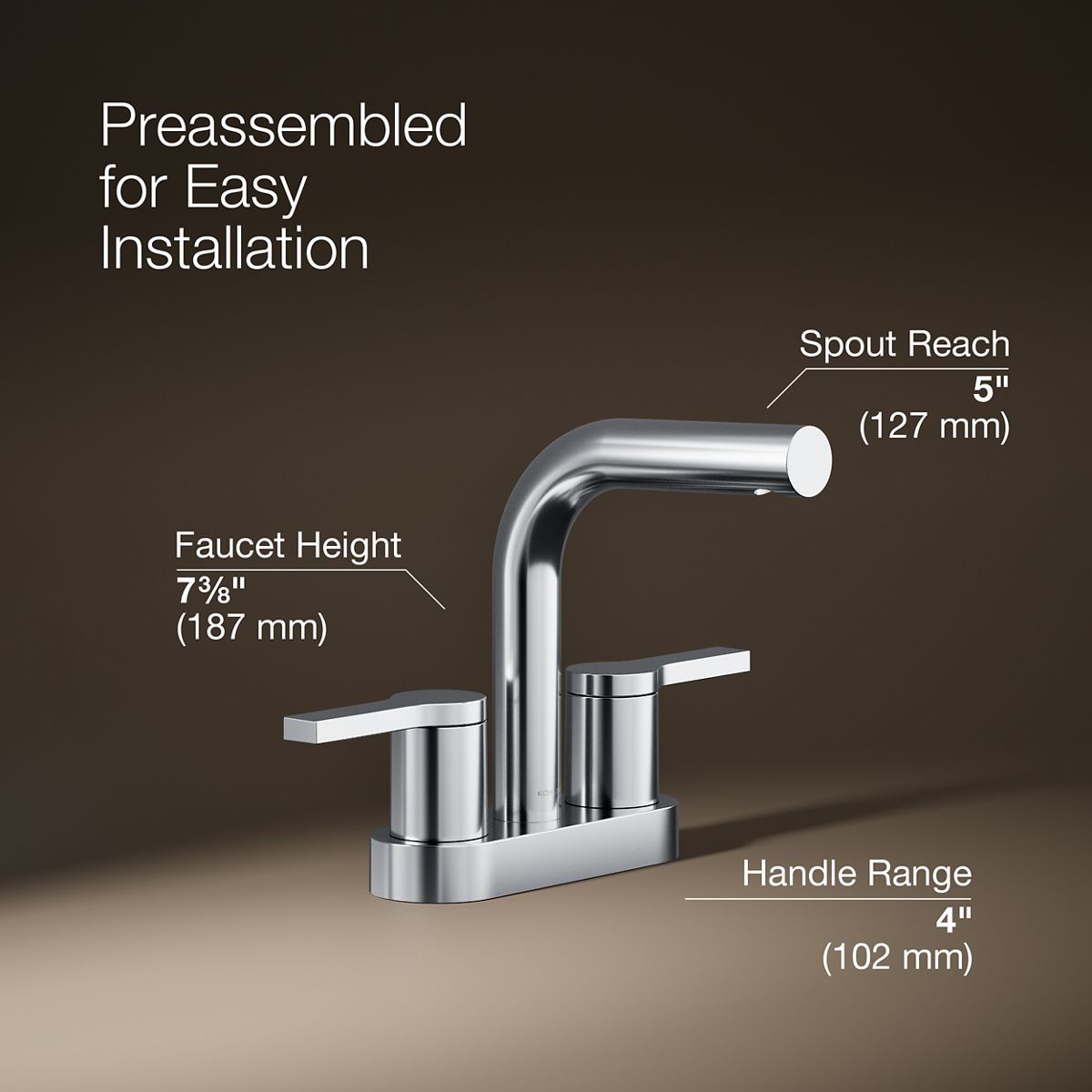 3/4 view of product with dimensions
