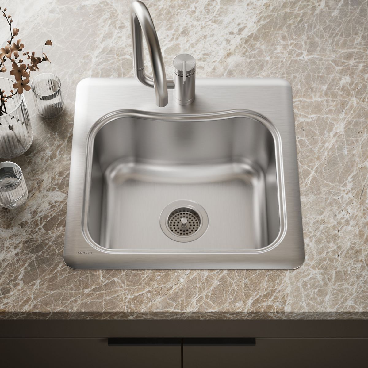KOHLER | K-3363-1 | Staccato Top-Mount Bar Sink w/ Single Faucet Hole