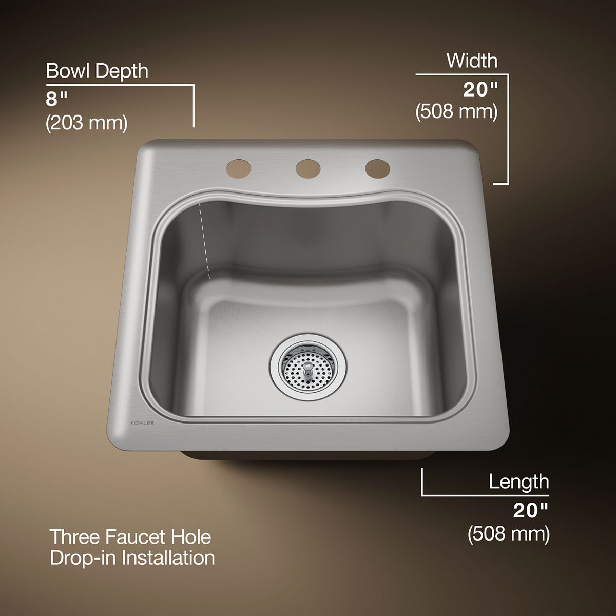 3/4 view of product with dimensions