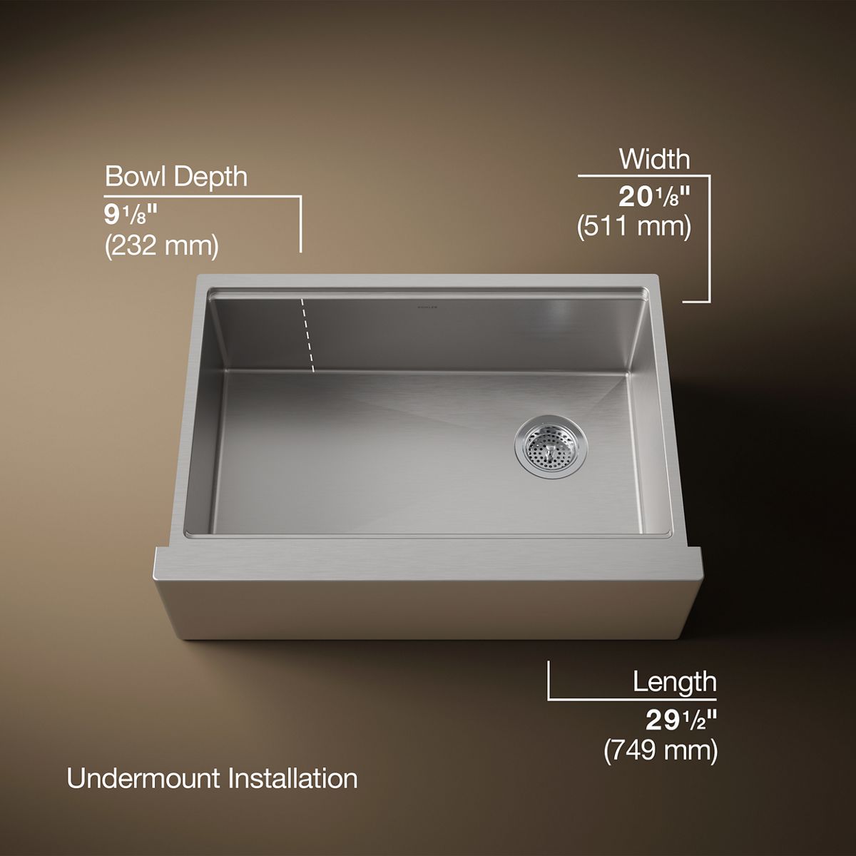 3/4 view of product with dimensions